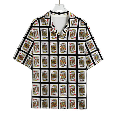 Four Kings Playing Cards Pattern Print Rayon Hawaiian Shirt
