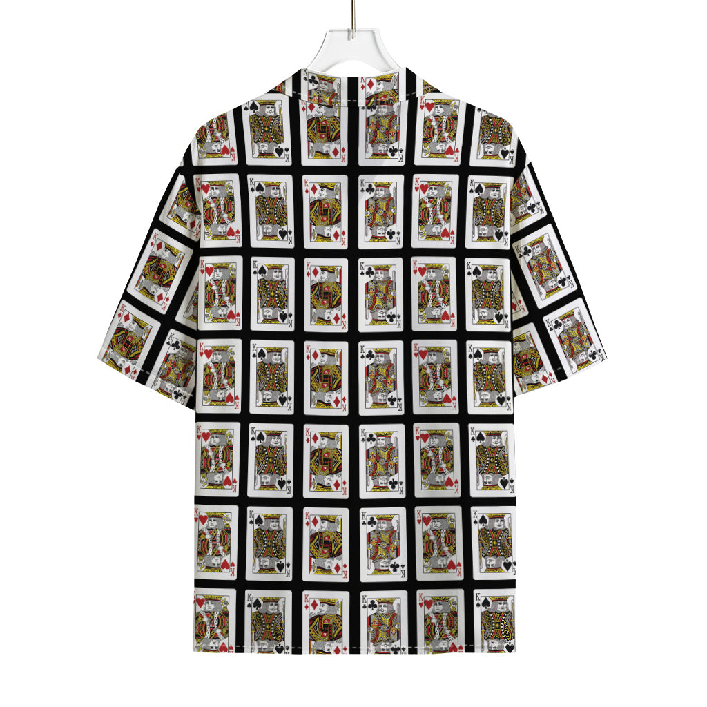 Four Kings Playing Cards Pattern Print Rayon Hawaiian Shirt