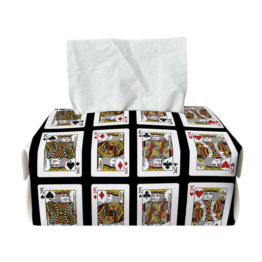Four Kings Playing Cards Pattern Print Rectangle Tissue Box Cover