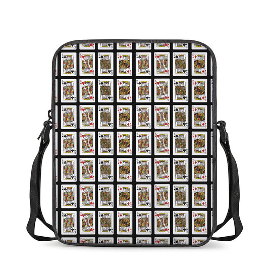 Four Kings Playing Cards Pattern Print Rectangular Crossbody Bag