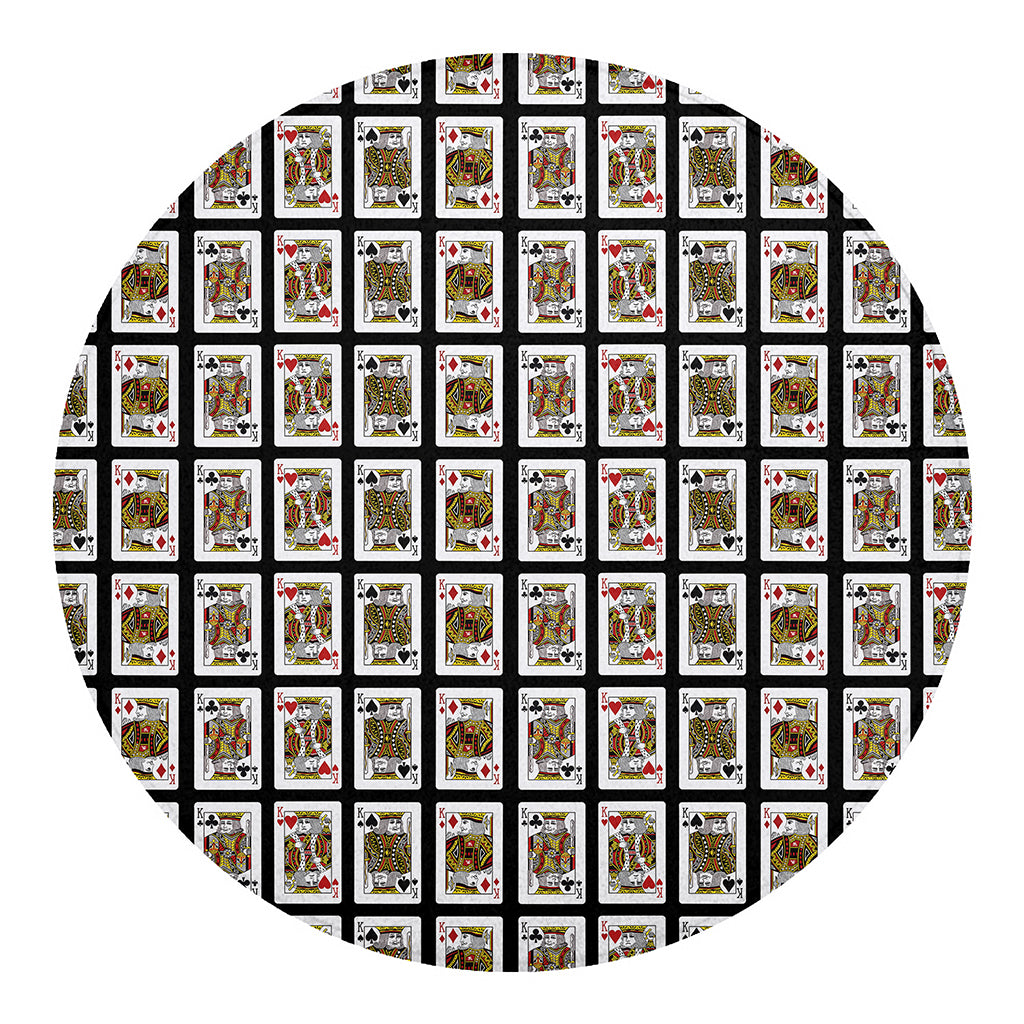 Four Kings Playing Cards Pattern Print Round Blanket