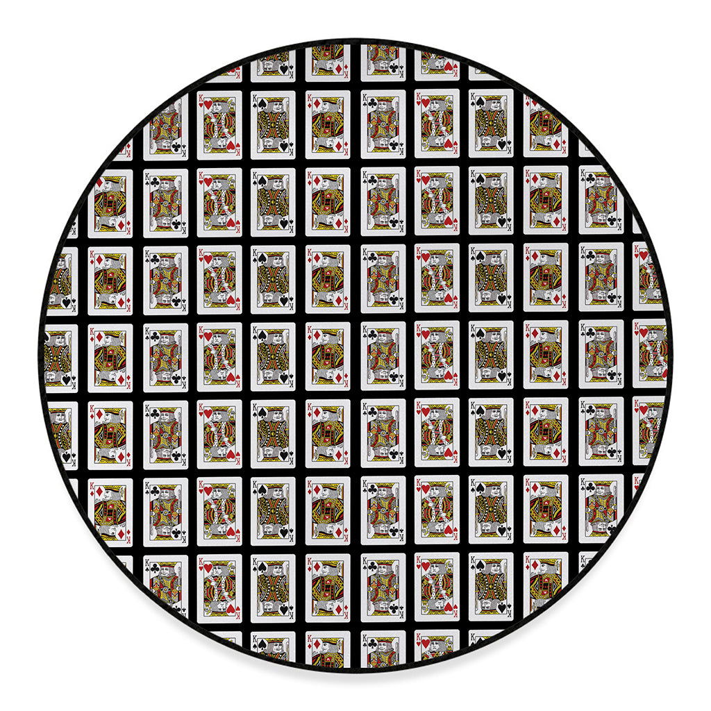 Four Kings Playing Cards Pattern Print Round Floor Mat