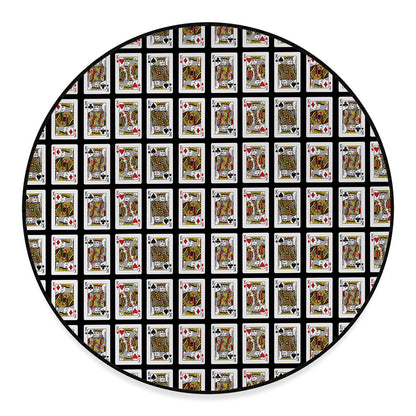 Four Kings Playing Cards Pattern Print Round Floor Mat