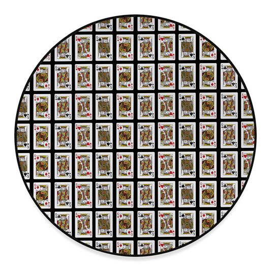 Four Kings Playing Cards Pattern Print Round Floor Mat
