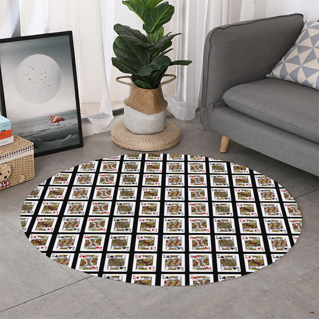Four Kings Playing Cards Pattern Print Round Rug