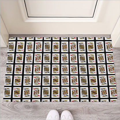 Four Kings Playing Cards Pattern Print Rubber Doormat