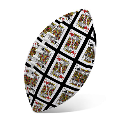 Four Kings Playing Cards Pattern Print Rugby Ball