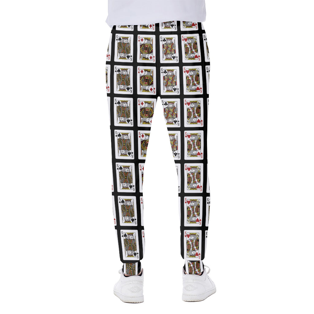 Four Kings Playing Cards Pattern Print Scuba Joggers