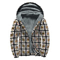 Four Kings Playing Cards Pattern Print Sherpa Lined Zip Up Hoodie