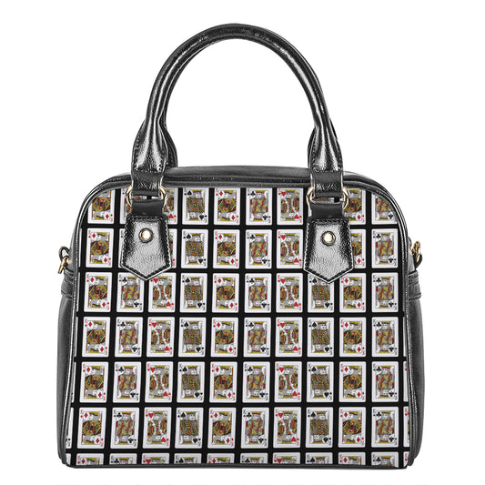 Four Kings Playing Cards Pattern Print Shoulder Handbag