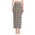 Four Kings Playing Cards Pattern Print Side Slit Maxi Skirt