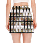 Four Kings Playing Cards Pattern Print Side Slit Mini Skirt