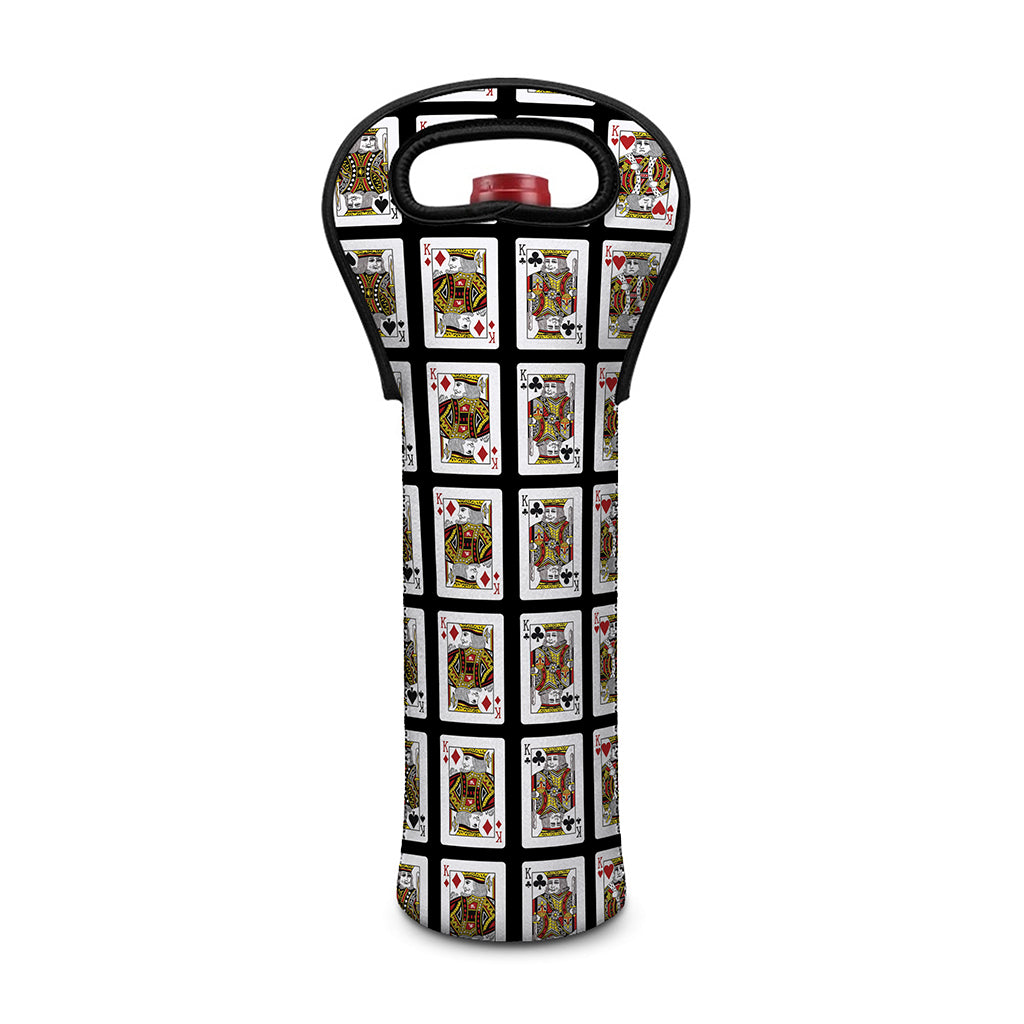 Four Kings Playing Cards Pattern Print Single Neoprene Wine Tote