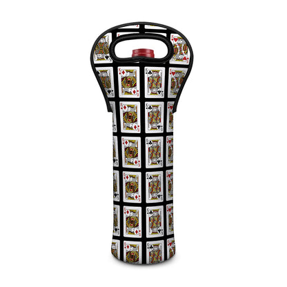 Four Kings Playing Cards Pattern Print Single Neoprene Wine Tote