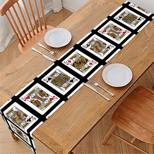 Four Kings Playing Cards Pattern Print Table Runner