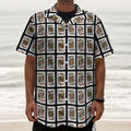 Four Kings Playing Cards Pattern Print Textured Short Sleeve Shirt