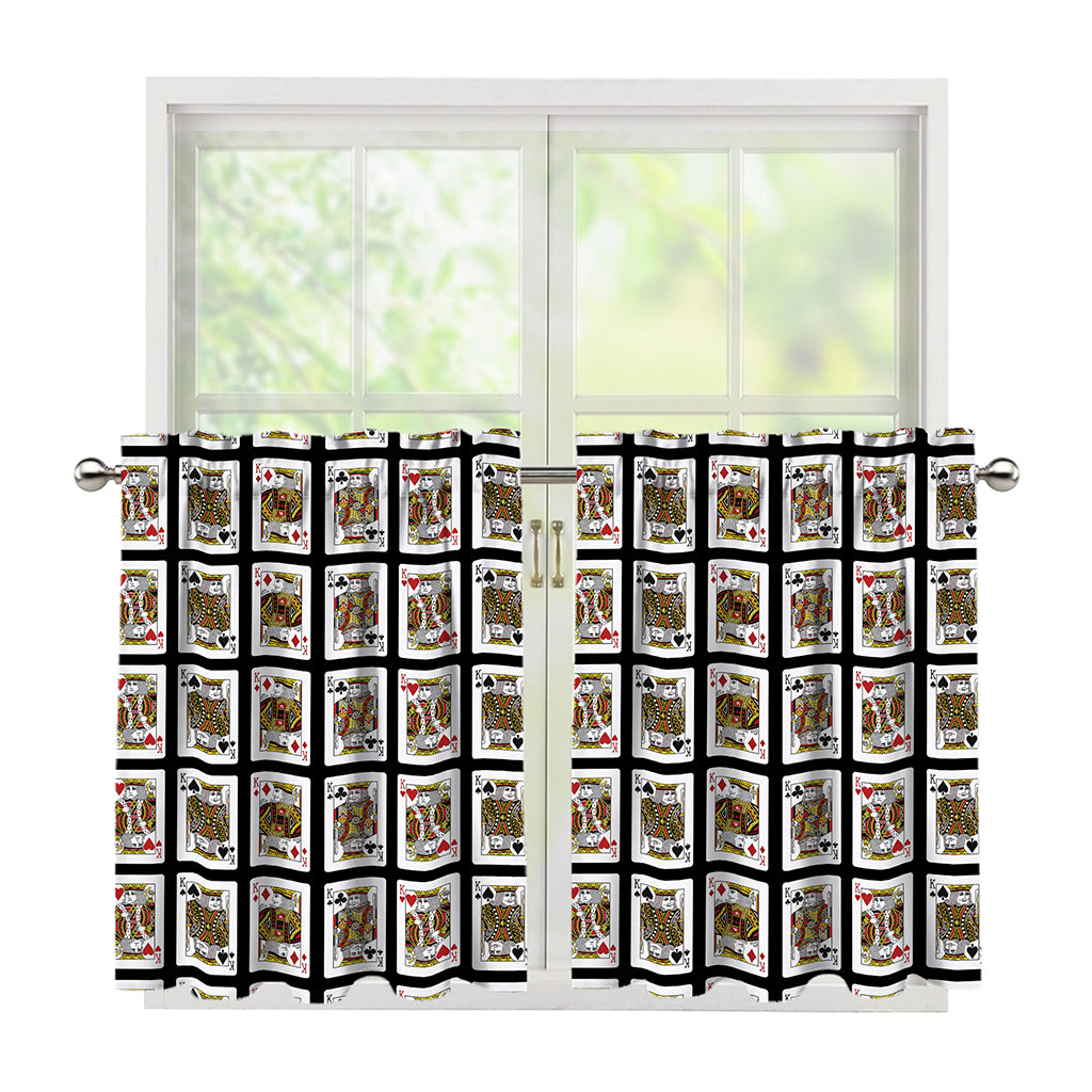 Four Kings Playing Cards Pattern Print Tier Curtains