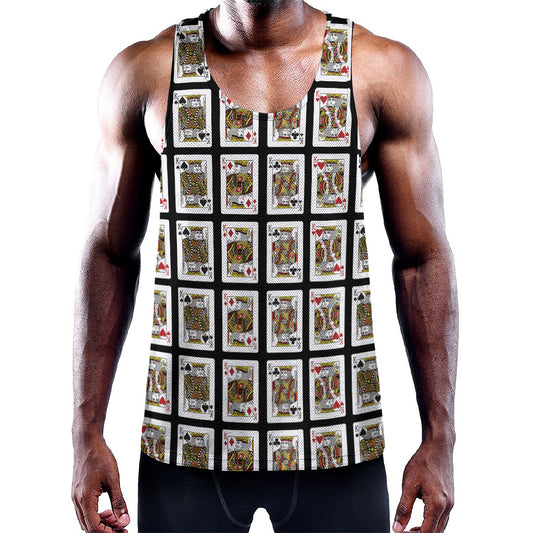 Four Kings Playing Cards Pattern Print Training Tank Top