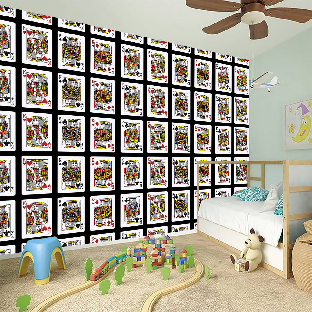 Four Kings Playing Cards Pattern Print Wall Sticker