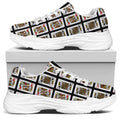Four Kings Playing Cards Pattern Print White Chunky Shoes