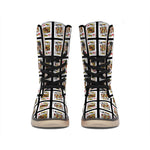 Four Kings Playing Cards Pattern Print Winter Boots