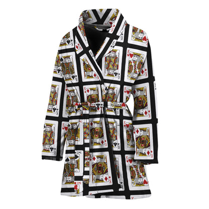 Four Kings Playing Cards Pattern Print Women's Bathrobe