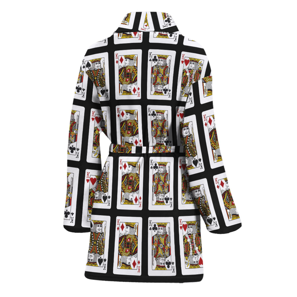 Four Kings Playing Cards Pattern Print Women's Bathrobe