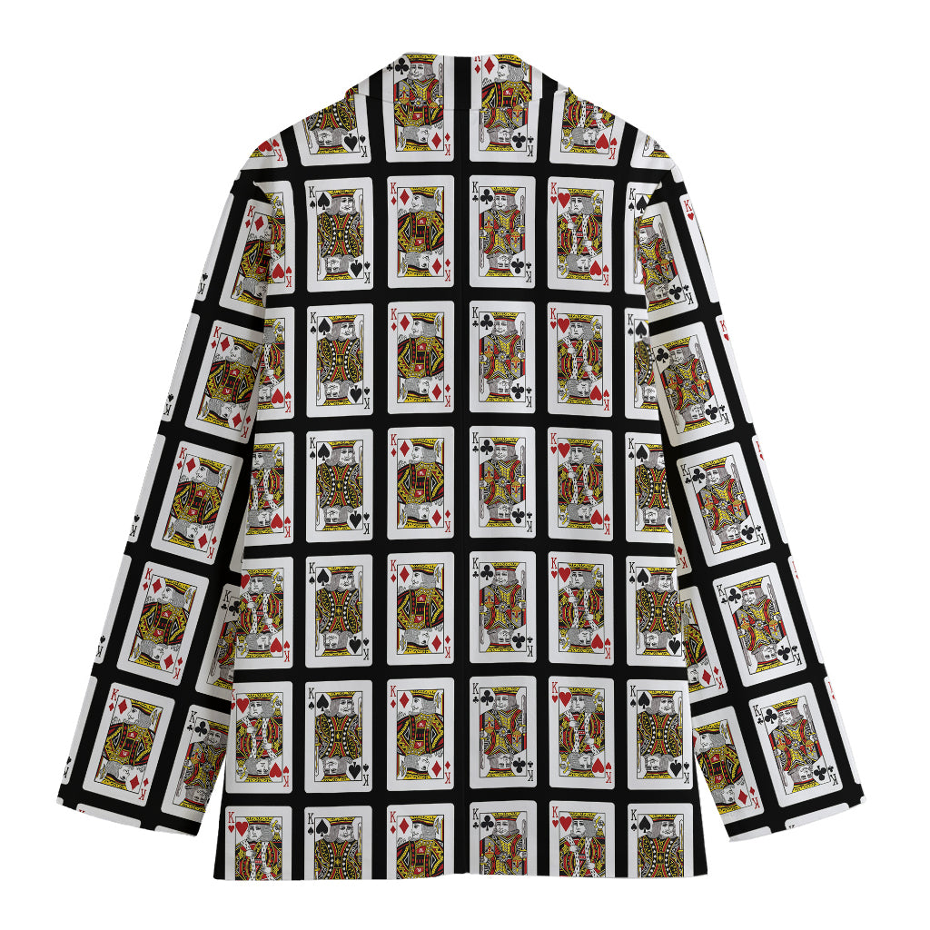 Four Kings Playing Cards Pattern Print Women's Blazer