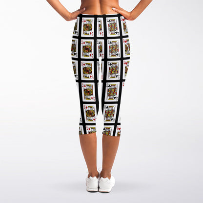 Four Kings Playing Cards Pattern Print Women's Capri Leggings
