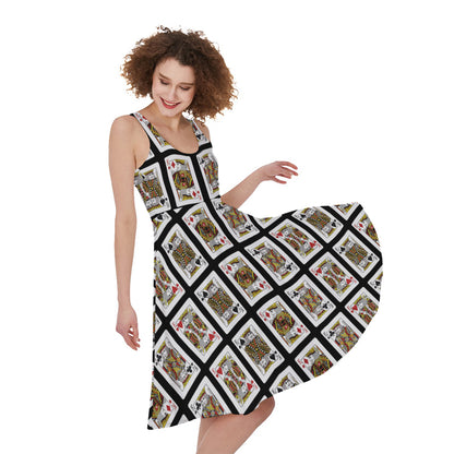 Four Kings Playing Cards Pattern Print Women's Sleeveless Dress