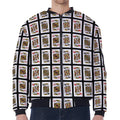 Four Kings Playing Cards Pattern Print Zip Sleeve Bomber Jacket