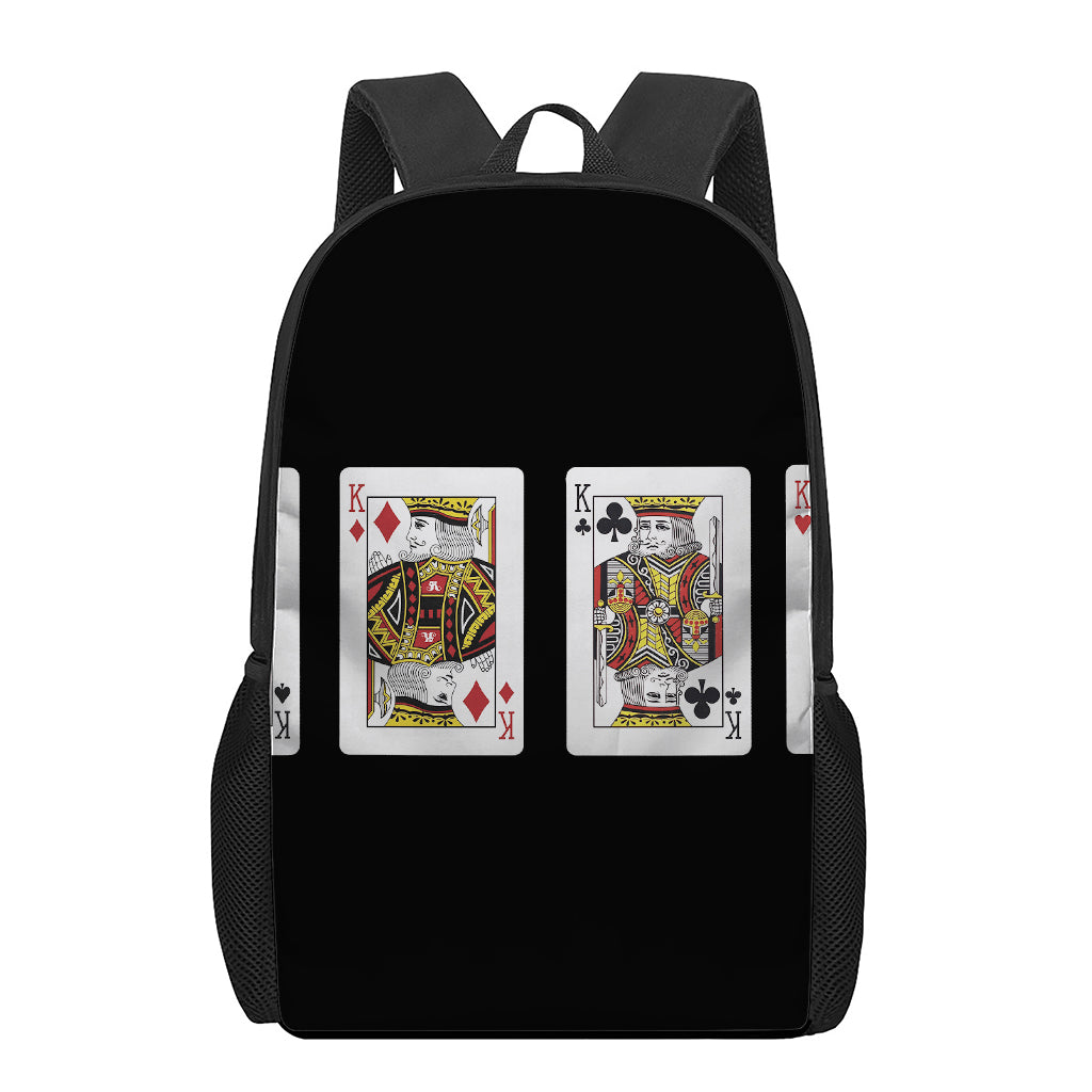 Four Kings Playing Cards Print 17 Inch Backpack