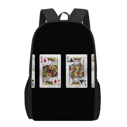 Four Kings Playing Cards Print 17 Inch Backpack