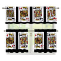Four Kings Playing Cards Print 3 Piece Kitchen Curtains