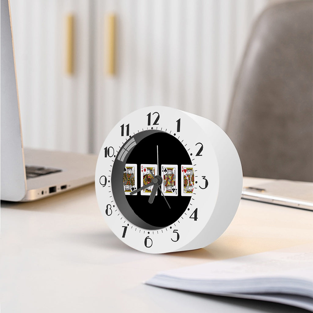 Four Kings Playing Cards Print Alarm Clock