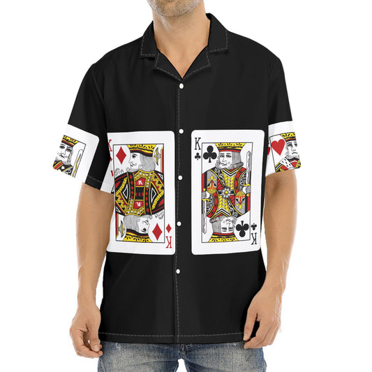 Four Kings Playing Cards Print Aloha Shirt