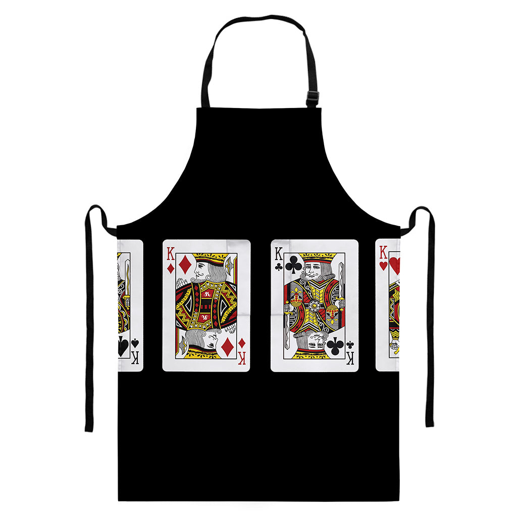 Four Kings Playing Cards Print Bib Apron With Pocket