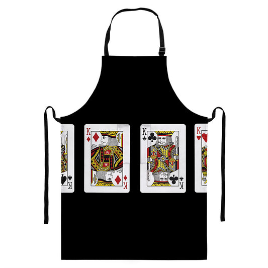 Four Kings Playing Cards Print Bib Apron With Pocket