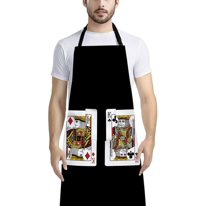 Four Kings Playing Cards Print Bib Apron With Pocket