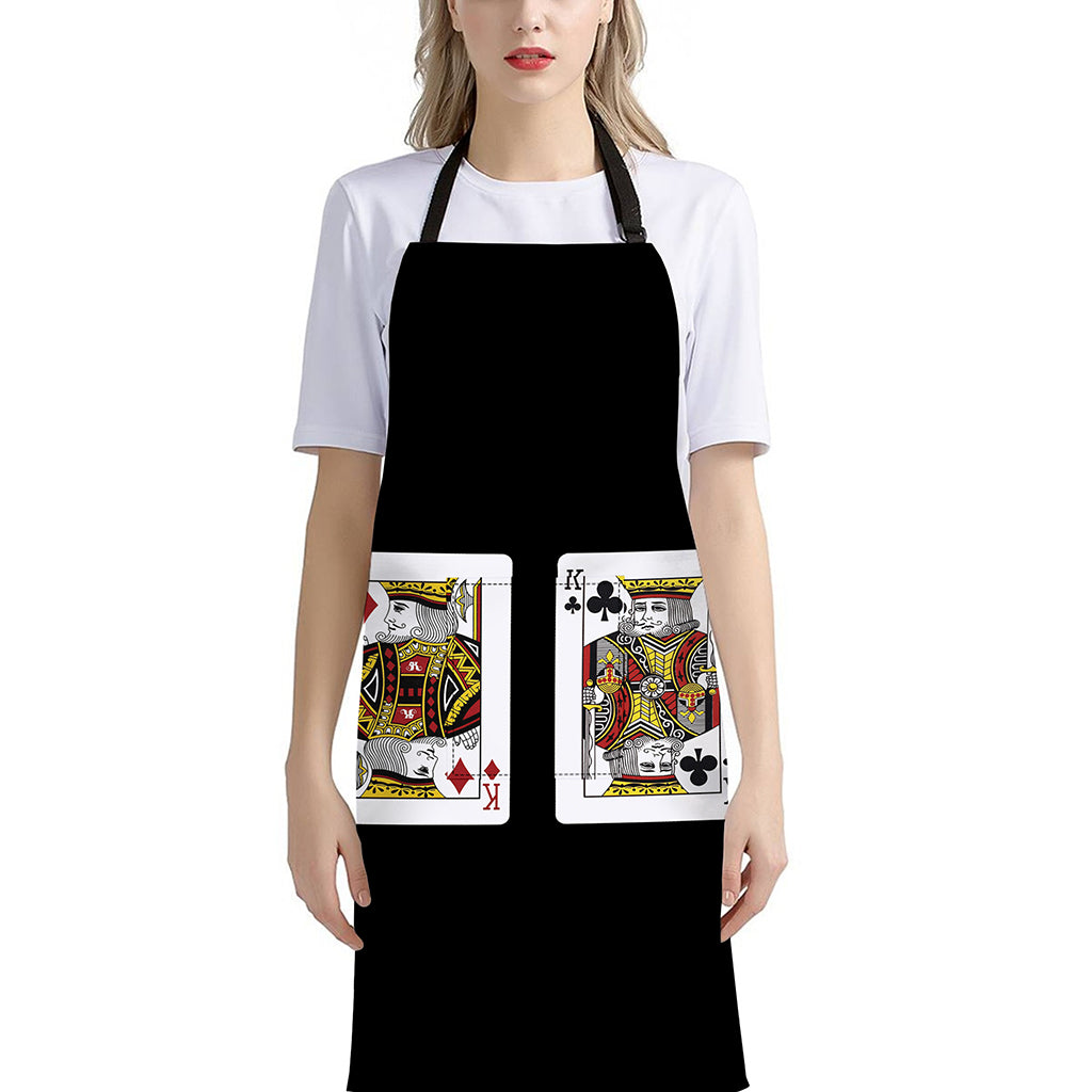 Four Kings Playing Cards Print Bib Apron With Pocket