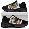 Four Kings Playing Cards Print Black Chunky Shoes