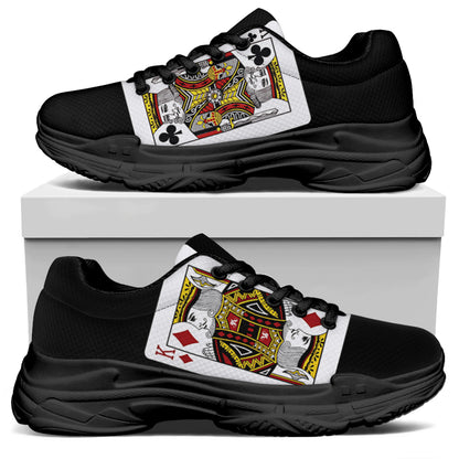Four Kings Playing Cards Print Black Chunky Shoes