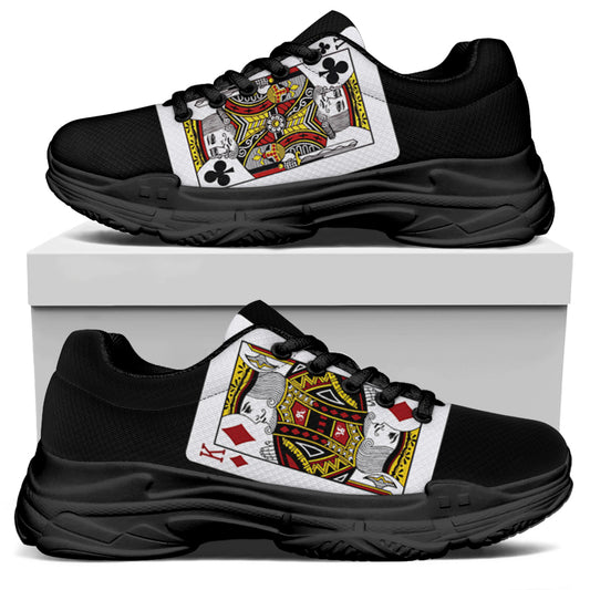 Four Kings Playing Cards Print Black Chunky Shoes