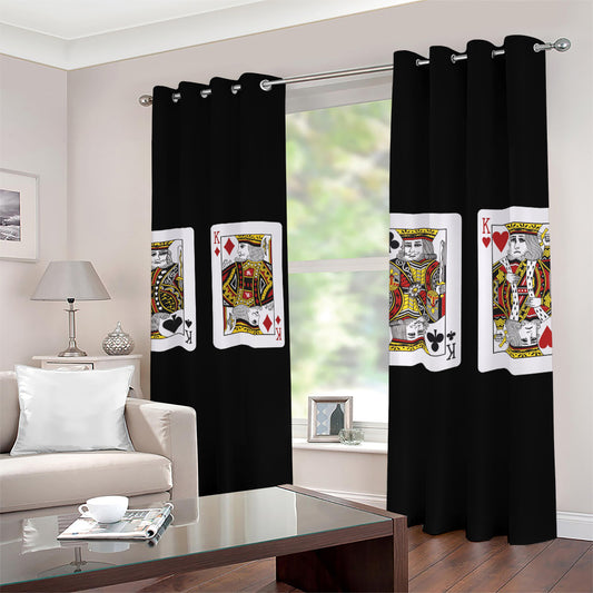 Four Kings Playing Cards Print Blackout Grommet Curtains