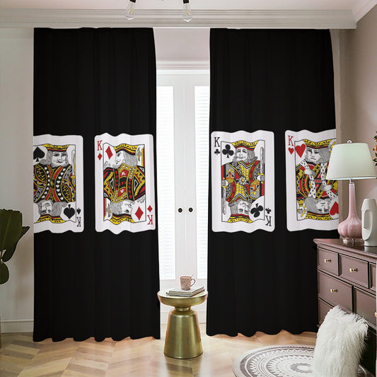 Four Kings Playing Cards Print Blackout Pencil Pleat Curtains