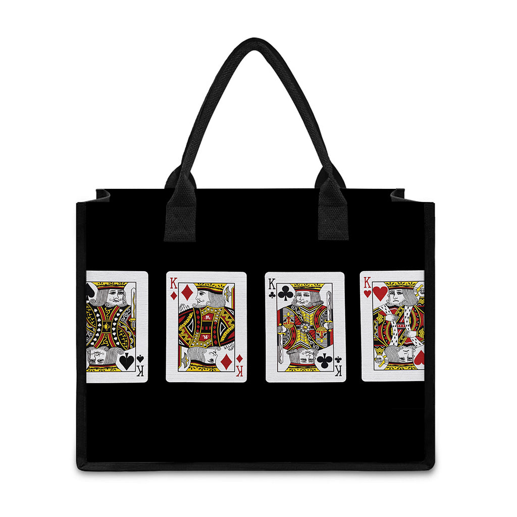 Four Kings Playing Cards Print Canvas Tote Bag