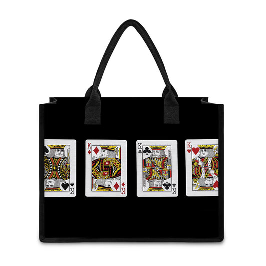 Four Kings Playing Cards Print Canvas Tote Bag