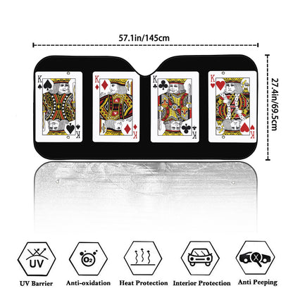 Four Kings Playing Cards Print Car Windshield Sun Shade