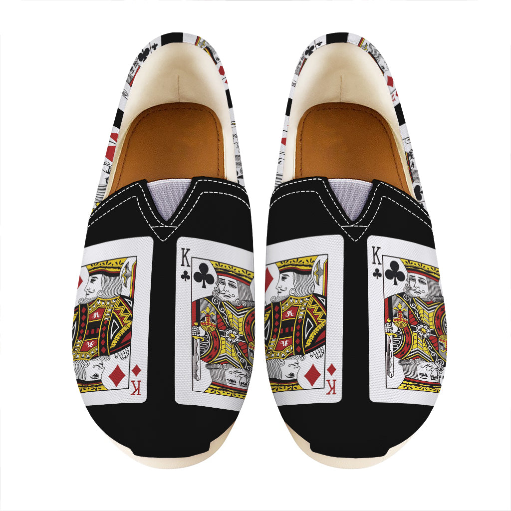 Four Kings Playing Cards Print Casual Shoes