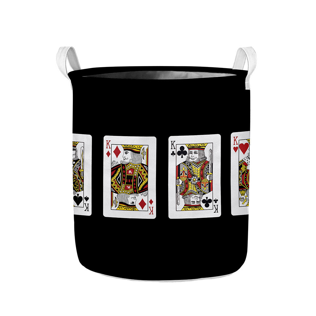 Four Kings Playing Cards Print Collapsible Laundry Basket